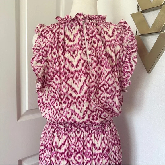 Who What Wear Pink Printed Midi Length Sleeveless Mock Neck Dress - Picture 10 of 16